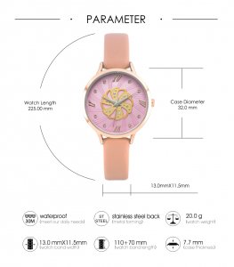 Geometric pattern women leather strap watch 106